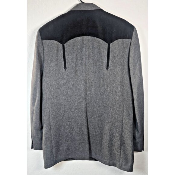 Circle S Men’s 46L Western Blazer Gray Black Yoke Lined 2-Button Cowboy Coat - Picture 9 of 16